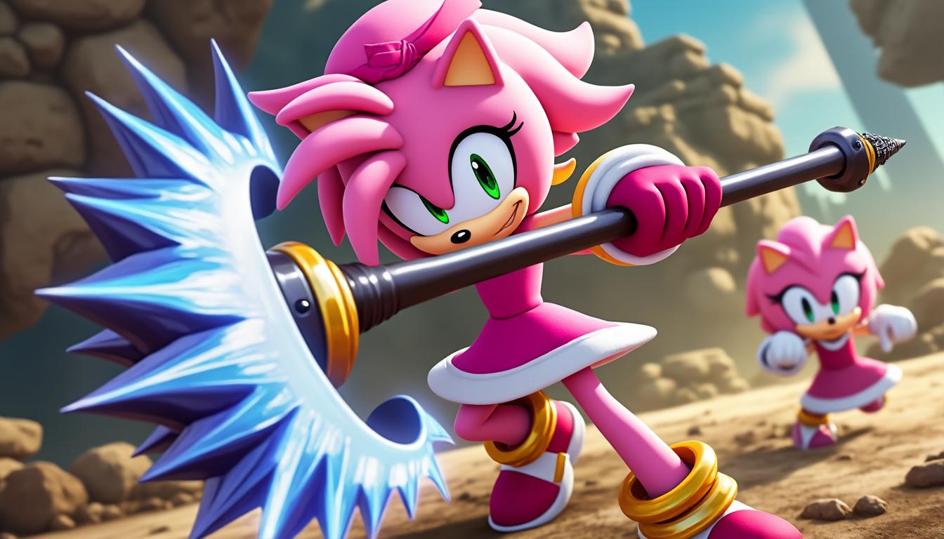 découvrez kristen bell dans le rôle d'amy rose, qui brandira son célèbre marteau dans sonic 4, le film très attendu prévu pour 2027.